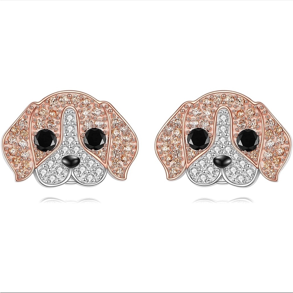 Beagle Earrings, Beagle Rhinestone Earrings, Dog Earrings - Picture 5 of 10